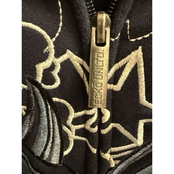 Vintage Y2K Ecko UNLTD Full Zip Hoodie Size 5XL Embroidered Rhino Cybergoth Rare